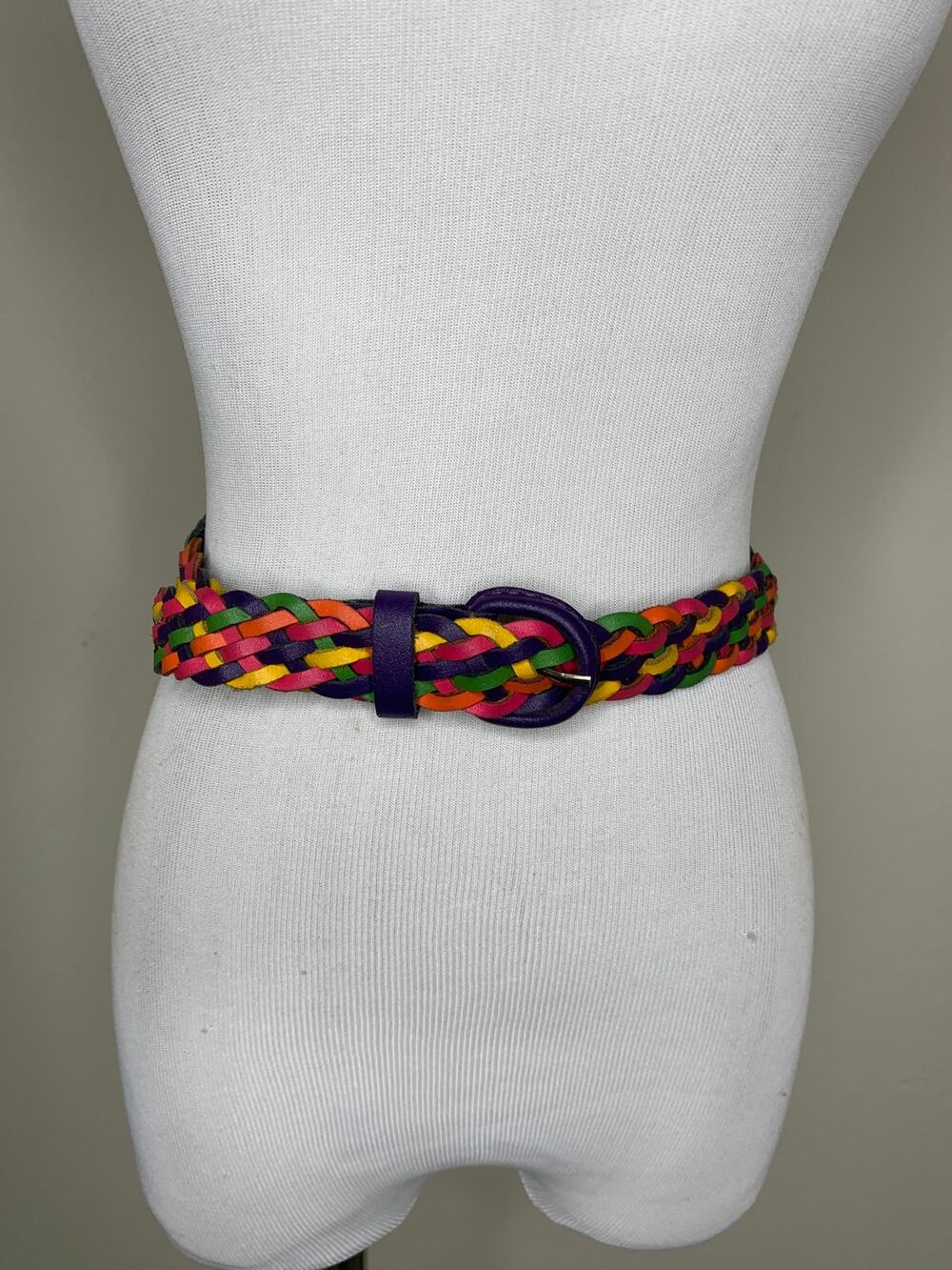Multicolor Bright Braided Leather Belt Large